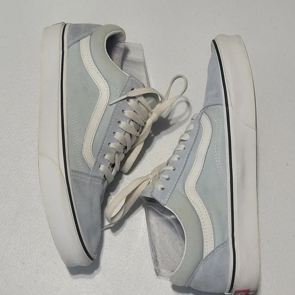 Vans Old Skool Light Blue Suede Canvas Skate Shoes Womens 8 Mens 6.5